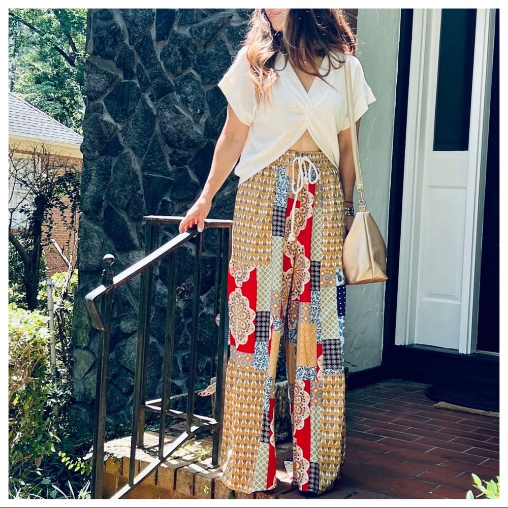 Brooke Boho Fabulous Double Tiered Wide Leg Printed Pants - Picture 6 of 7